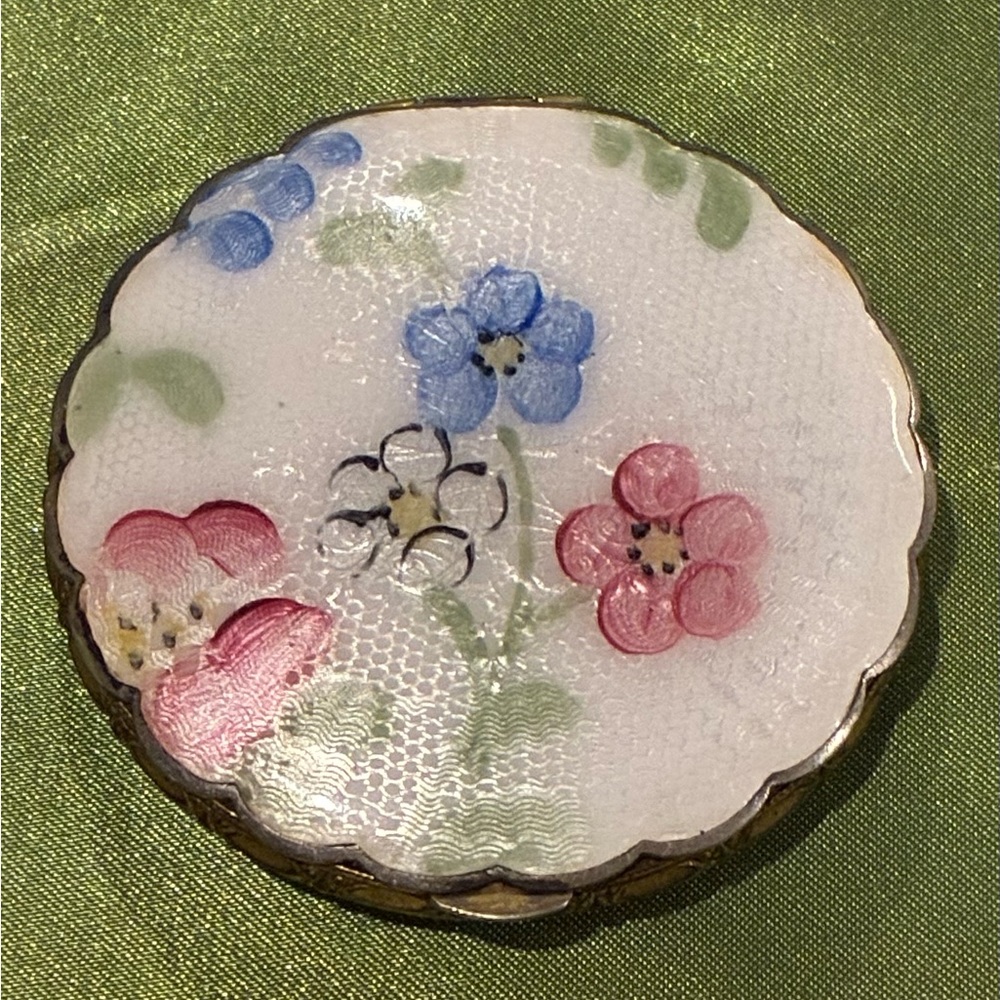 Enamel Floral Compact